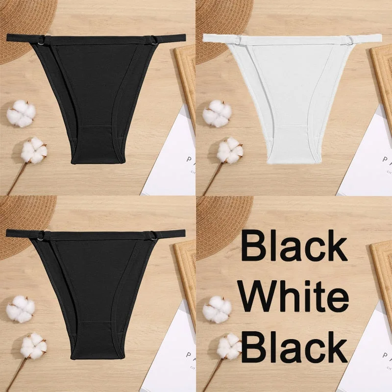 3PCS/Set Cotton Panties Underwear Bikini Style Women's Lingerie Sexy Panties Female Underpants Design Waist Band Briefs Pantys