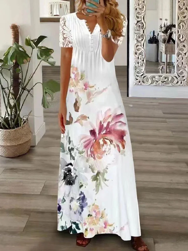 simple casual loose print dress