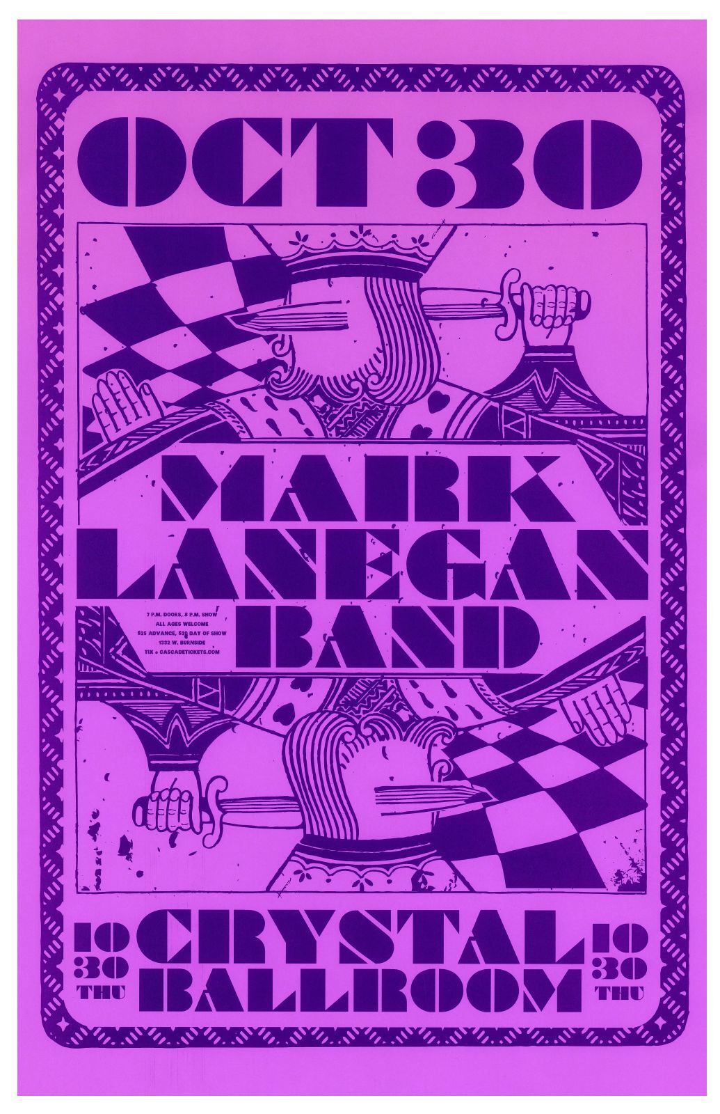 MARK LANEGAN 2014 Gig POSTER Screaming Trees Portland Oregon Concert