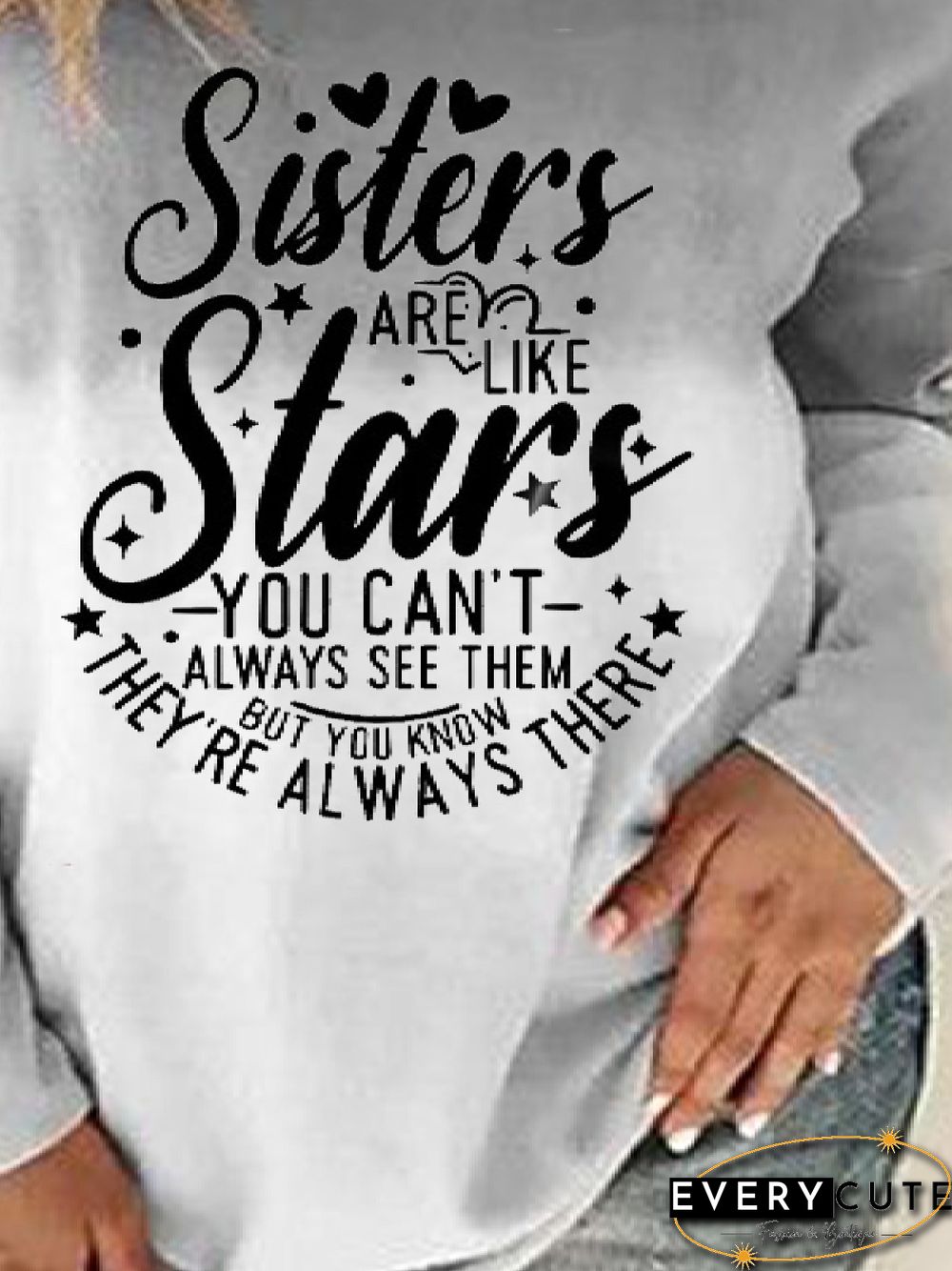 Casual Text Letters Crew Neck Long Sleeve Loose Sweatshirts