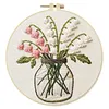 Lily of the Valley Long Stitch DIY Stamped Embroidery Kit for Beginners Adults Craft Lovers Gift Cross Stitch Kit with Embroidery Hoop 29x29cm
