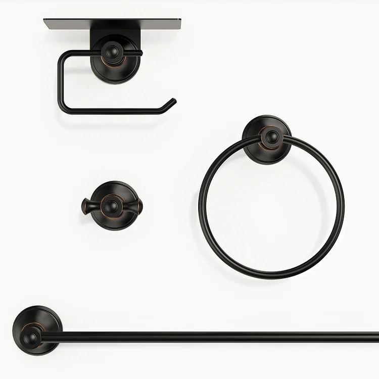 EVERSTEIN Vintage 4-Piece Bathroom Hardware Set Matte Black SFS-2008-BK