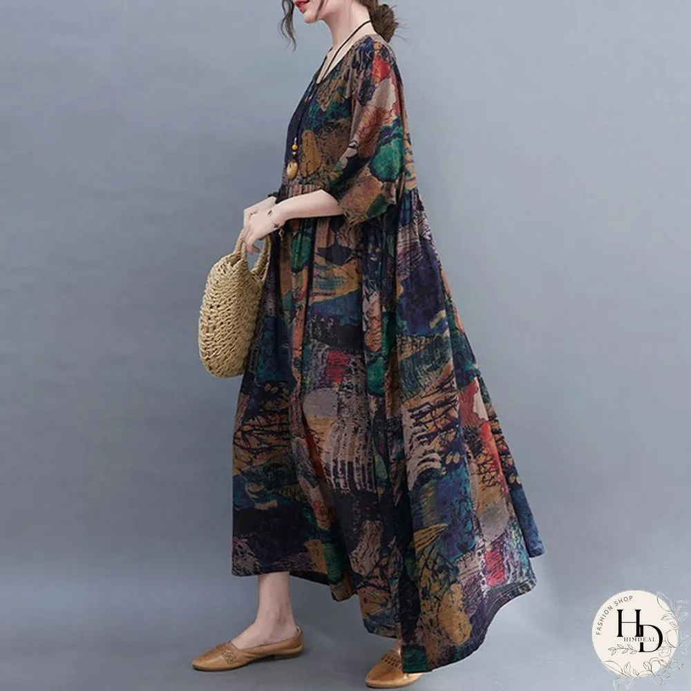 ZANZEA Women Summer Short Sleeved Plus Size Casual Loose Robes Dresses Holiday Long Dress