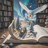 Book Scenery Scenery Full 11CT 3 Strands DIY Stamped Cross Stitch Kits for Beginners Adults Home Wall Decor Cross Stitch Art and Crafts Kits 45x45cm