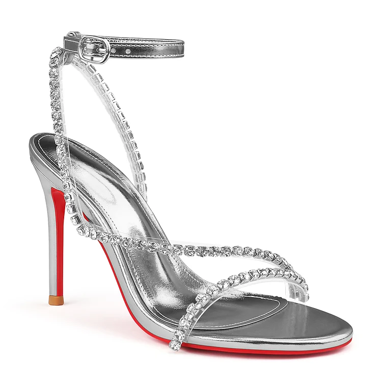 100mm Spotlight Wavy Straps Sandals Red Bottom Stilettos Rhinestones Sandals  VOCOSI VOCOSI