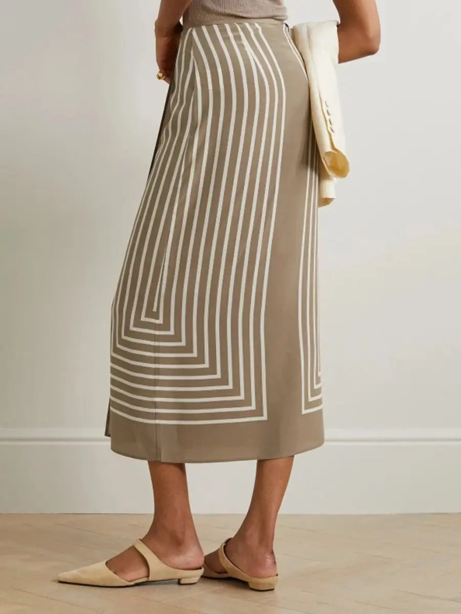 High Waist Lace Up Striped Skirt
