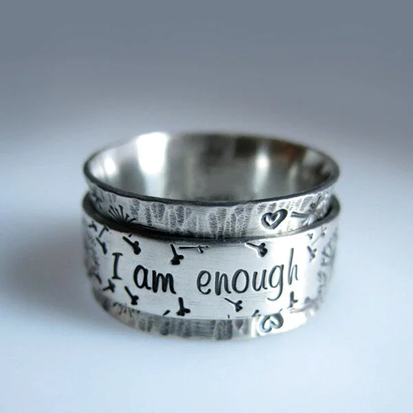 ✨''I Am Enough'' Silver Meditation Dandelion Ring