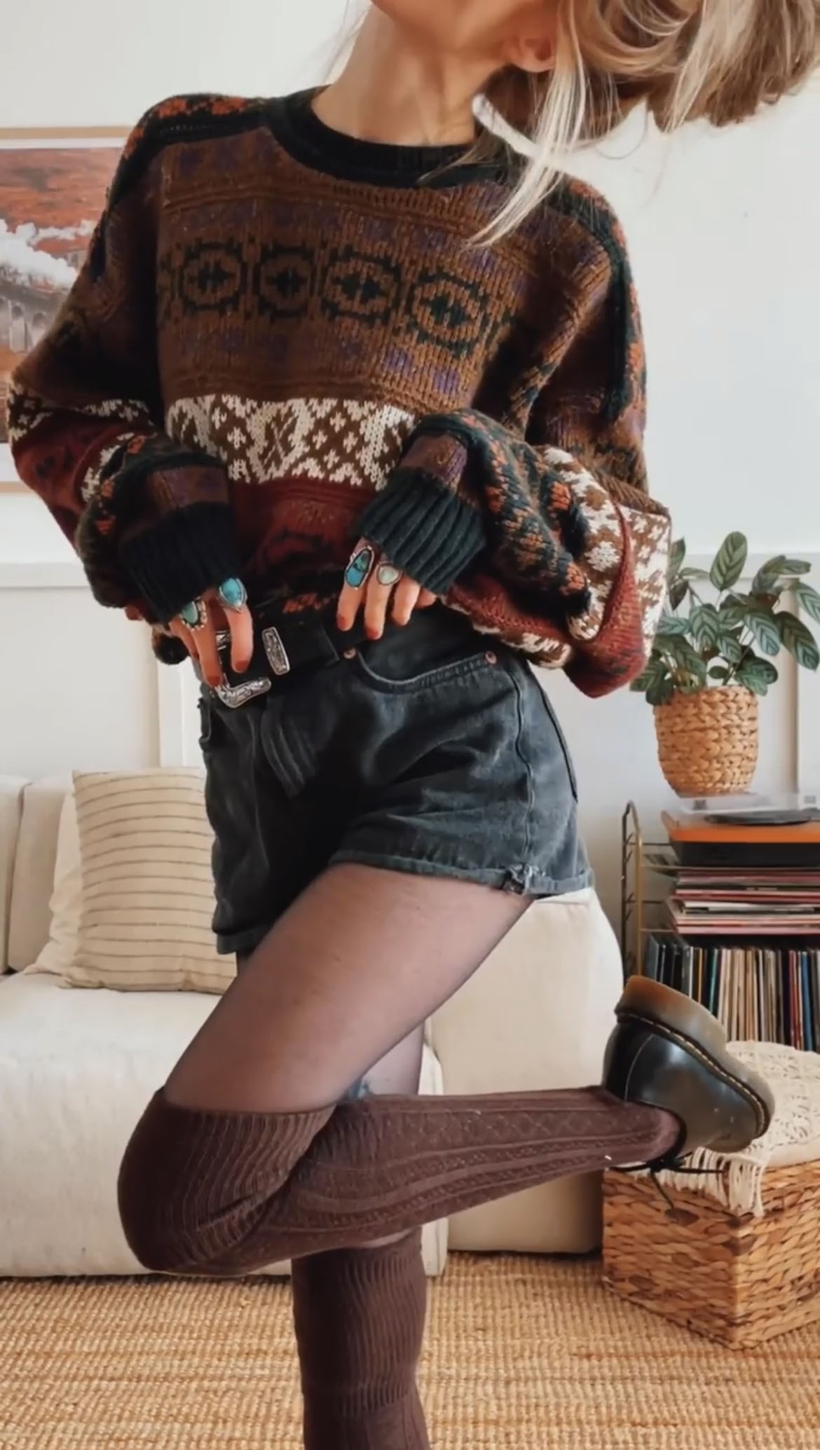 Women Vintage Solid Color High-waist Denim Shorts