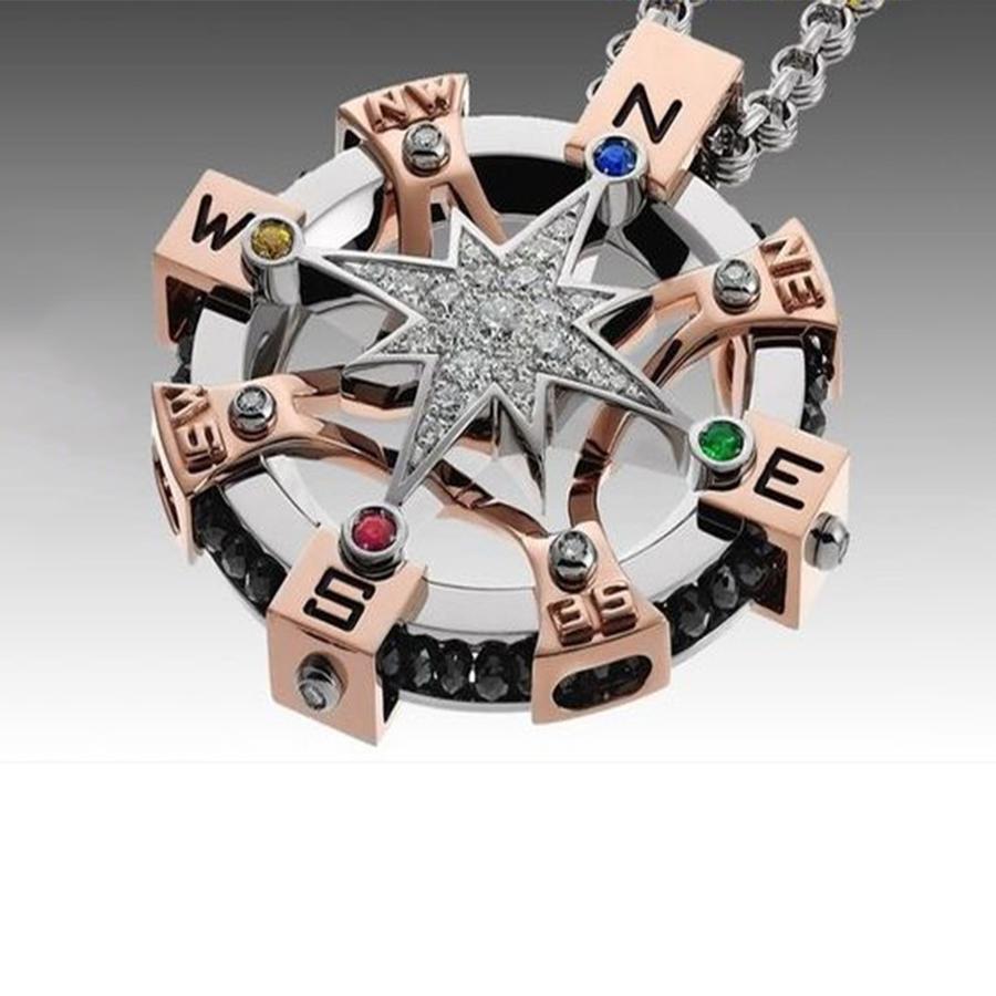 Two Tone Compass Punk Necklace