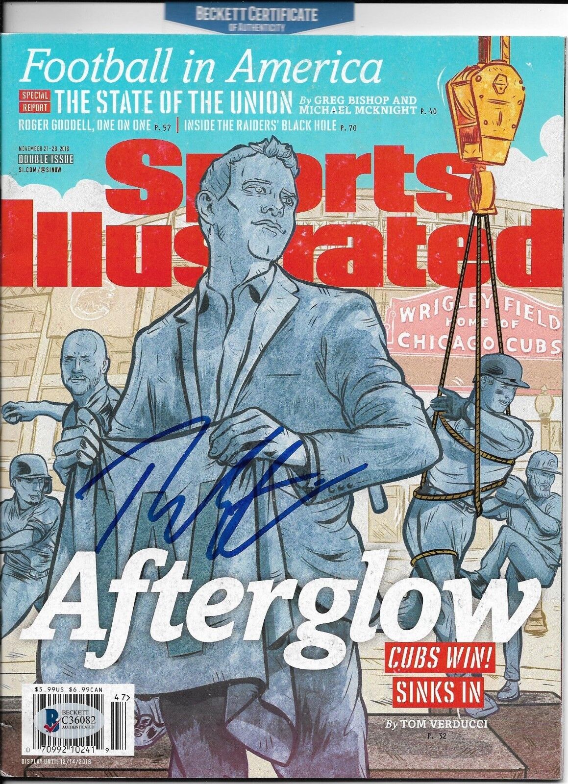 THEO EPSTEIN signed SPORTS ILLUSTRATED WORLD SERIES CHICAGO CUBS w/COA BECKETT