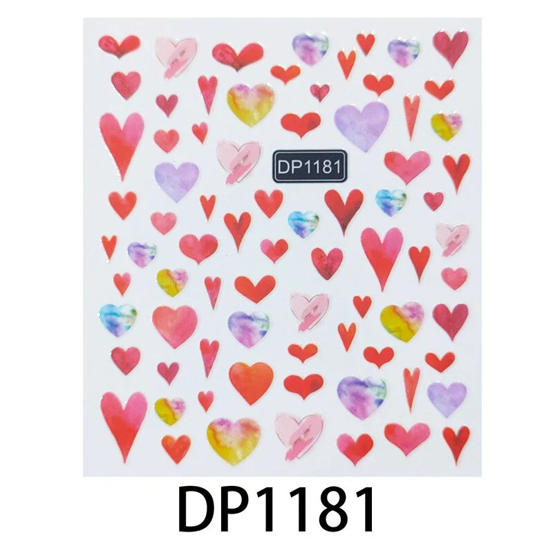 Nail Stickers Back Glue Black Color Leopard Gradient Cartoon Love Heart Designs Nail Decal Decoration Tips For Beauty Salons-Nail Inspo