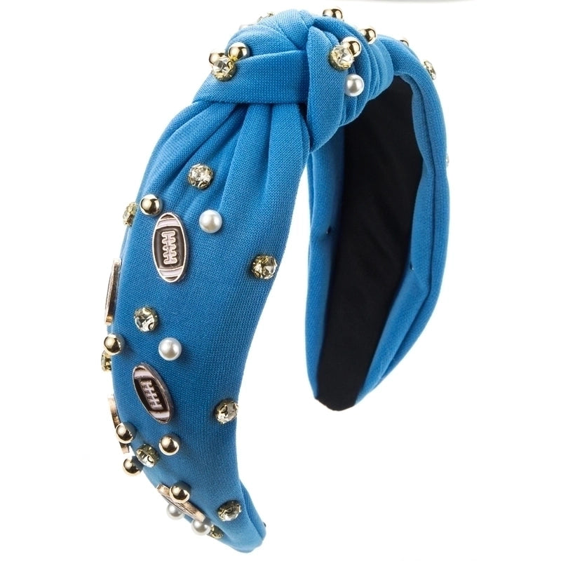 Women’s Casual Baroque Style Rugby Knot Alloy Cloth Inlay Rhinestones Pearl Hair Band