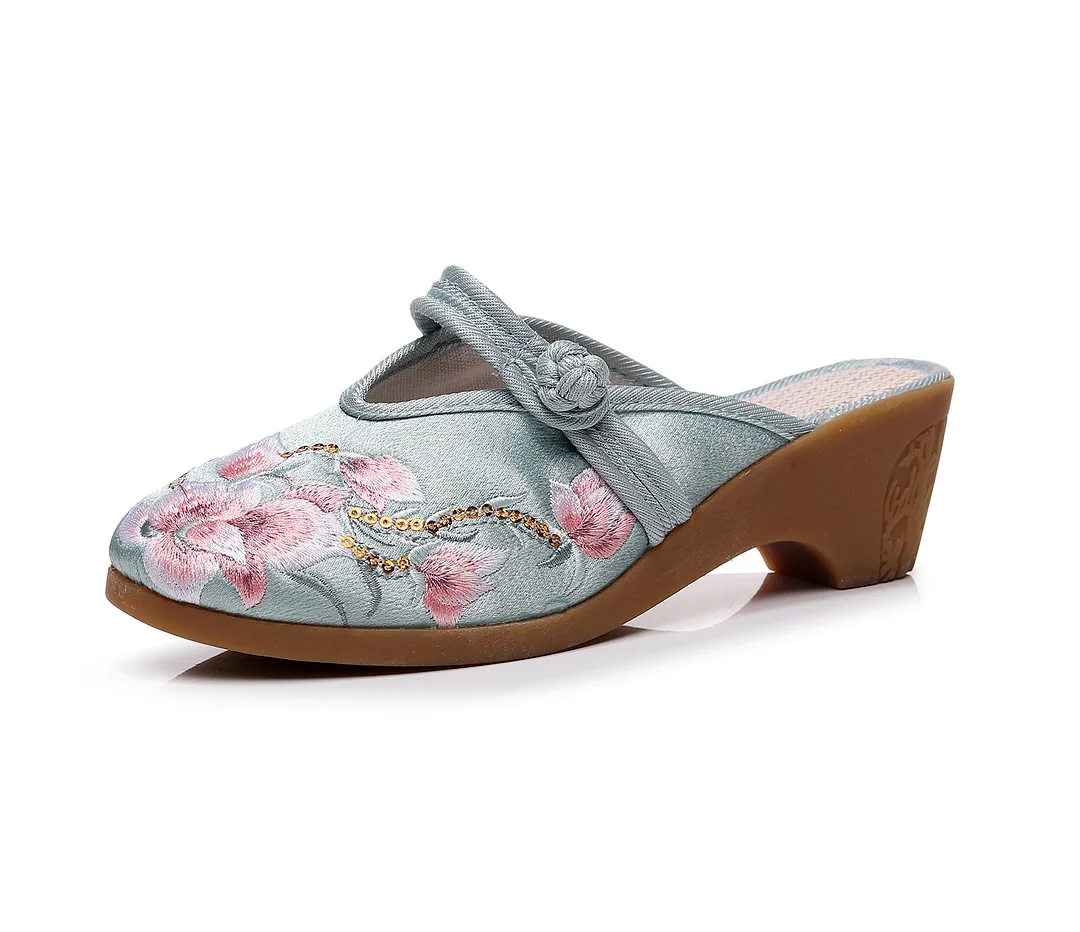 Wongn Wongn Summer New High Heel Wedge Heel Embroidered Cloth Slippers Women's Sandals Embroidered Cloth Shoes