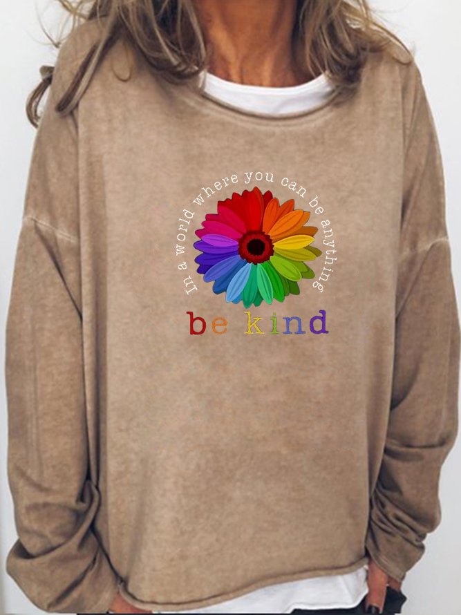 Long Sleeve Crew Neck Be Kind Sunflower Sweatshirt