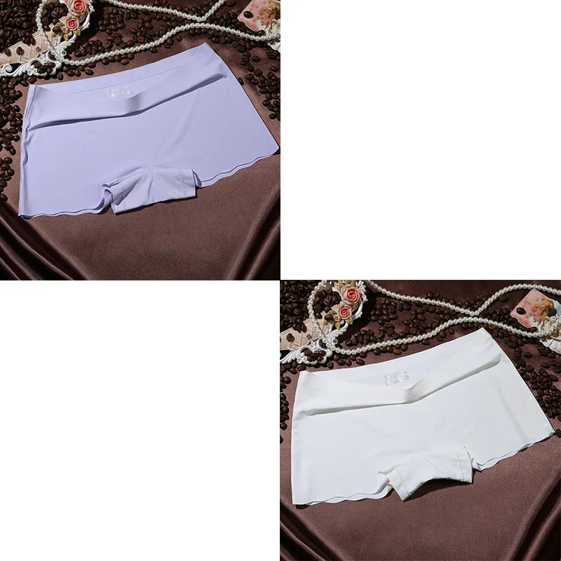 2 Pieces Boyshorts Seamless Ice Silk Underwear For Women Female Panties With 100% Cotton Crotch New Simple Panties 2021 BANNIROU