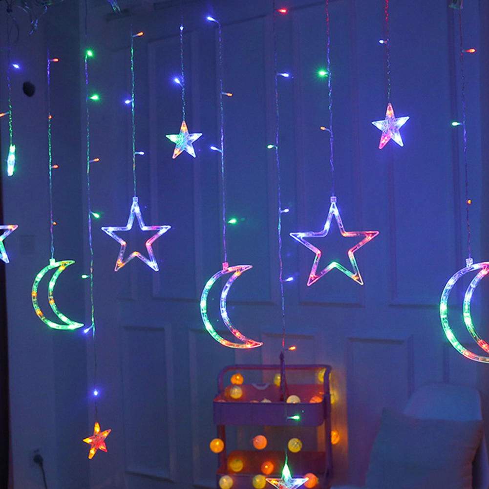 

LED Star Moon Curtain Fairy Ramadan-Curtain String Night Light, Warm white, 501 Original
