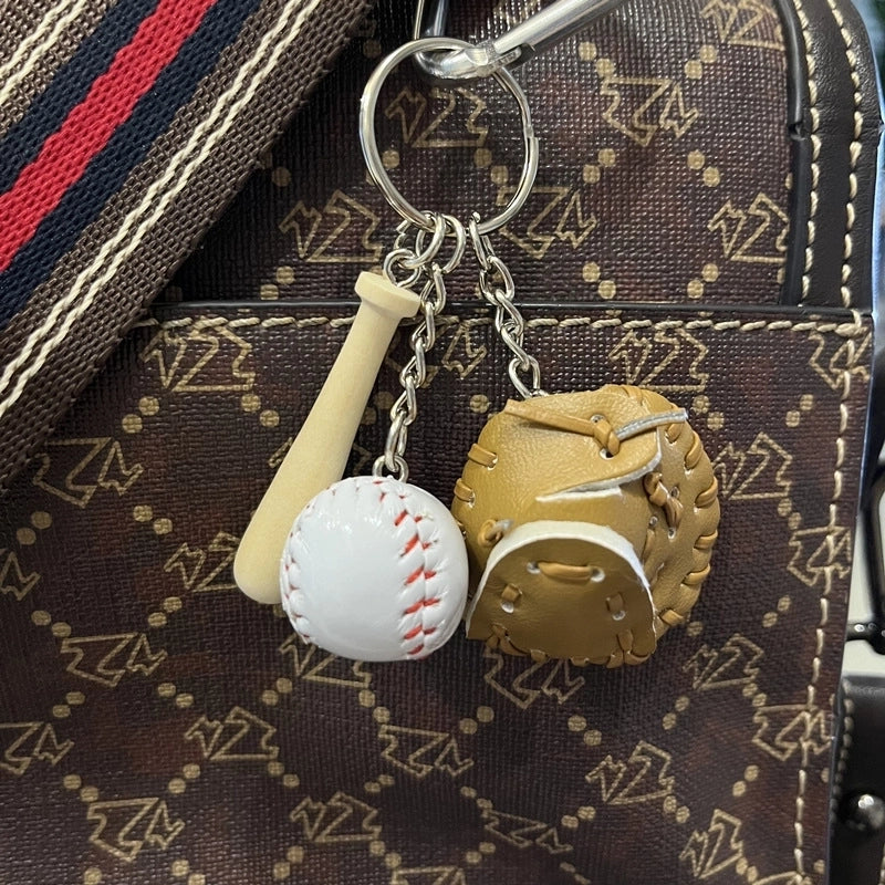 Fashion Baseball Pu Leather Unisex Bag Pendant Keychain