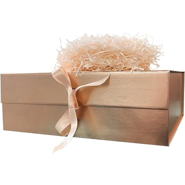 REECAGO Rose Gold Gift Box 13X10X4.5Inch with Magnetic Lid and Silk Ribbon for Christmas Presents Wrapping Gifts Presents Birthdays, Wedding, Holidays, Anniversaries Gift Packaging