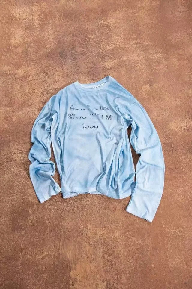 Women's Loose-Fit Long Sleeve T-Shirt Cotton Crew Neck Printed Letter Round Neck Tshirts