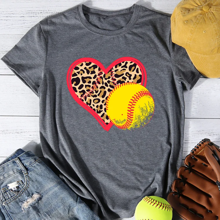 Softball Leopard Heart T-Shirt Tee-014418-Annaletters