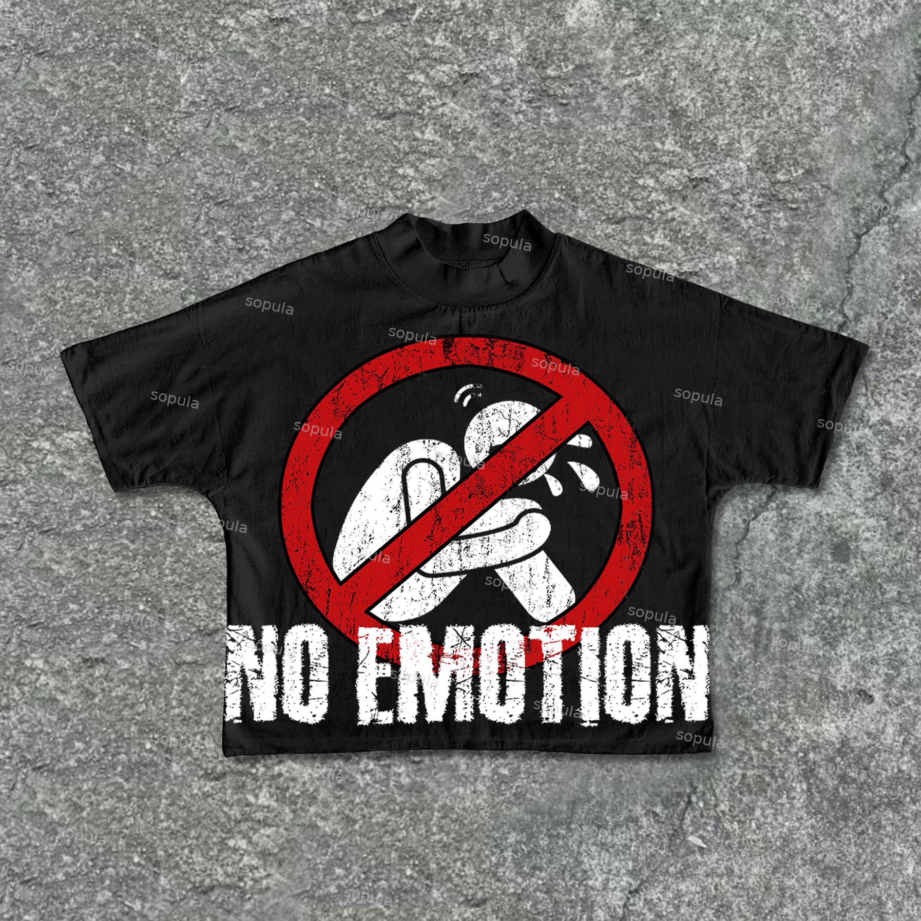 No Emotion Graphics Print Cropped T-Shirts - Sopula｜Premium Graphic Tees & Graphic Clothing