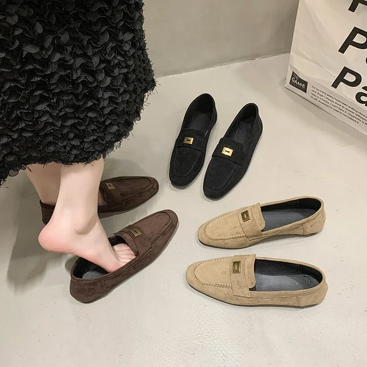Wongn Wongn Feeling Foreign Style Commuting Single Shoes Women 2024 New Spring And Autumn Doudou Shoes A Foot Pedal Casual Flat Loafers