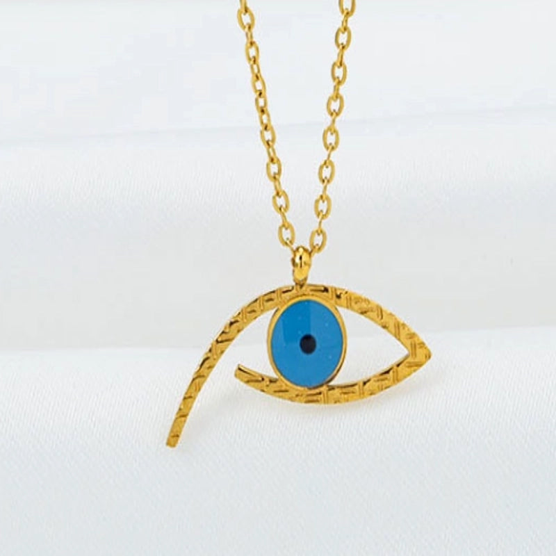 Minimalist Devil's Eye Titanium Steel Plating Pendant Necklace