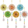 6Pcs Flowers DIY Diamond Painting Wind Chimes Crystal Window Suncatcher Craft Set Birthday Gifts Home Garden Decor