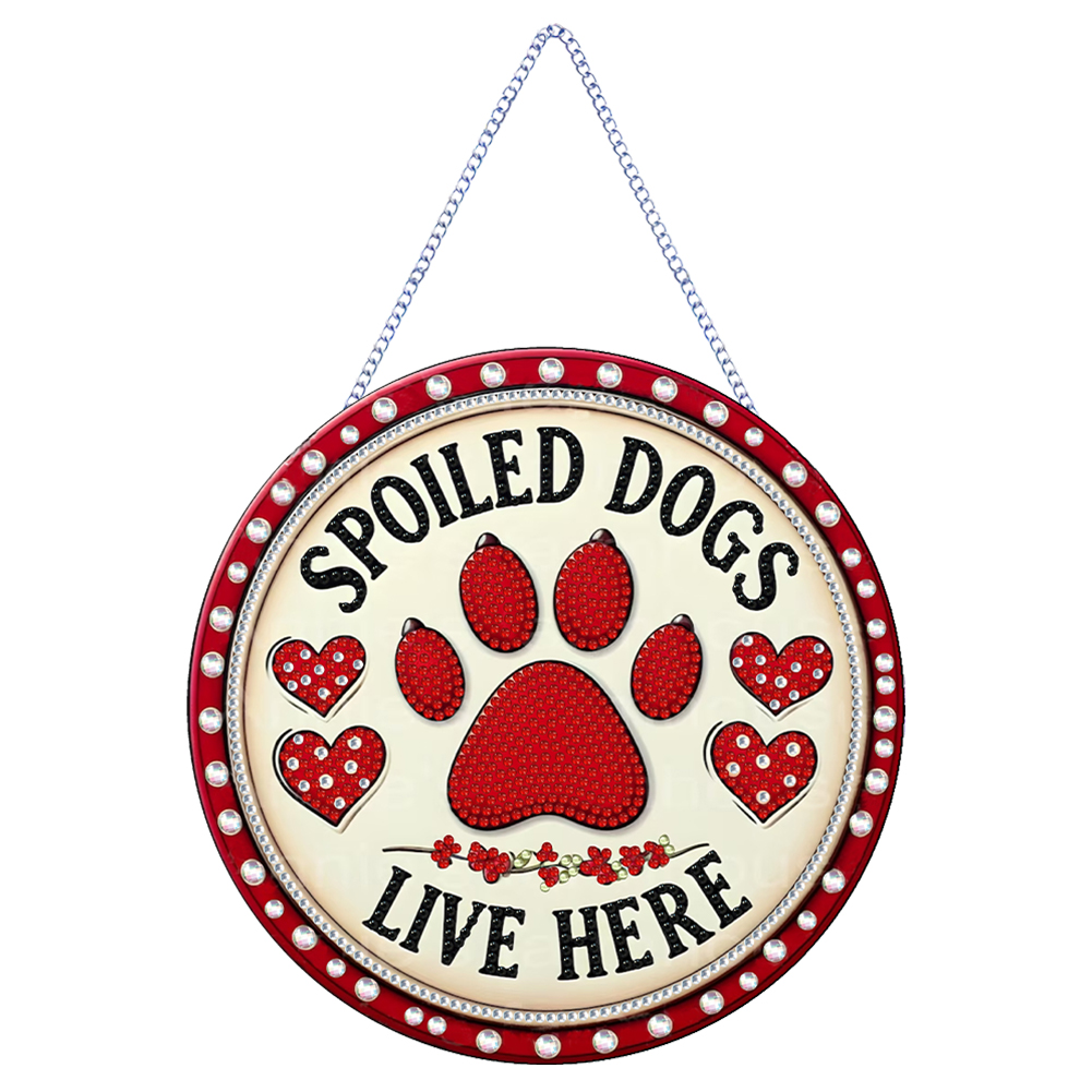 Suncatcher Colorful Dog Paw Diamond Drawing Hanging Ornament (Spoiled Dogs)
