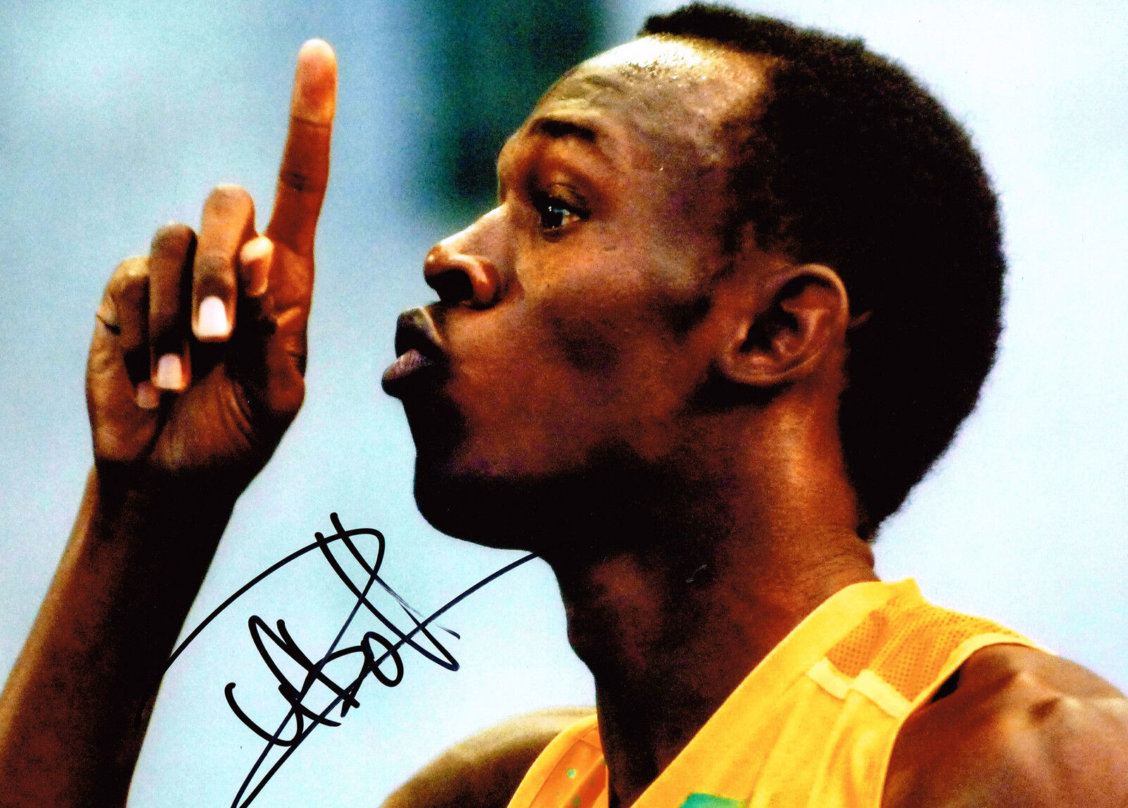Usain Bolt GENUINE SIGNED 16x12 Huge Photo Poster painting AFTAL Autograph COA Lightning Bolt