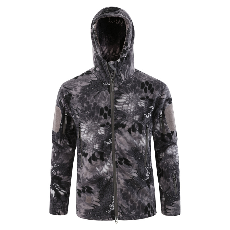 Men’s Hooded Zippered Hiking Fleece Jacket with Warm Liner