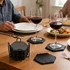 Square Slate Drink Coasters Set with Anti-Scratch Bottom for Home Office Kitchen