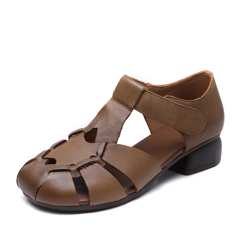 Yyvonne Kraft Retro Hollow Sandals Women 2025 Summer New Casual Breathable Comfortable Roman Sandals