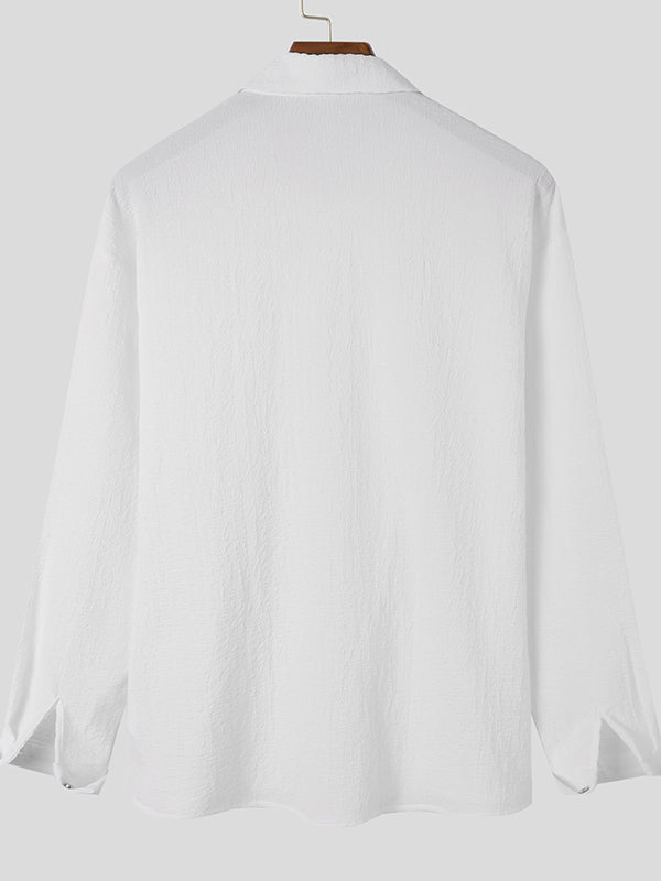 Aonga - Mens Bubble Texture Long Sleeve ShirtsJ aonga