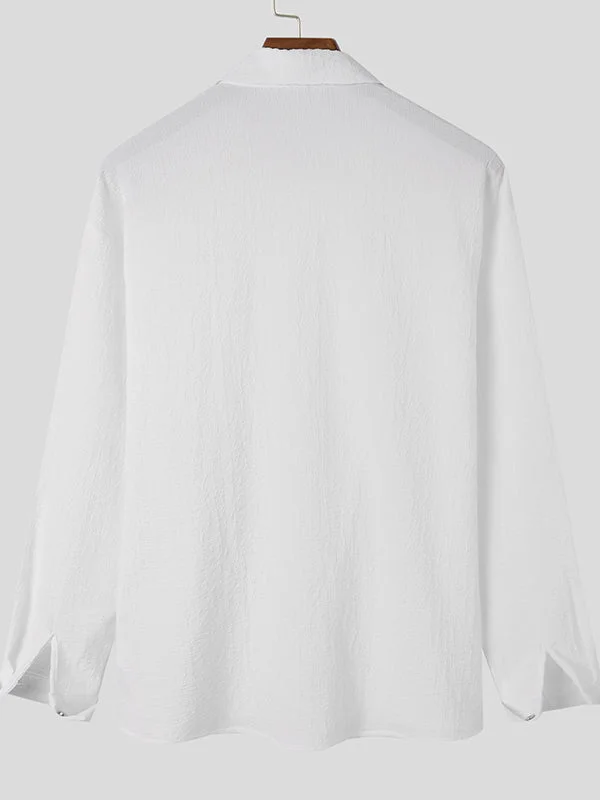 Aonga - Mens Bubble Texture Long Sleeve ShirtsJ aonga