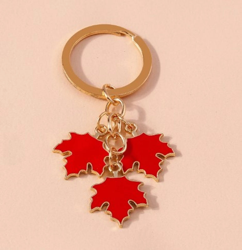 IG Style Ginkgo Leaf Alloy Enamel Bag Pendant Keychain