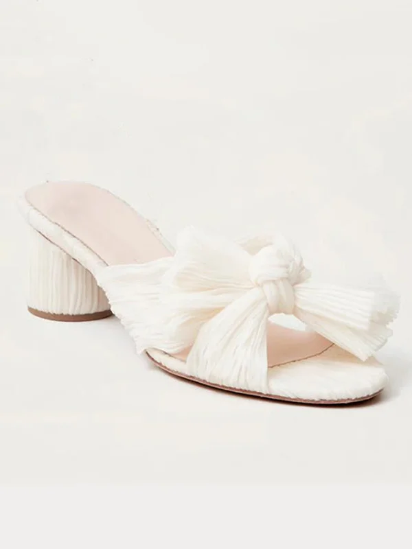 Hollow Peep Toe Pleated Shiny Slippers Pumps Sandals