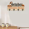(US Only)October Theme Wood DIY Diamond Painting Hanging Hook No Hole Punching Wall Decor