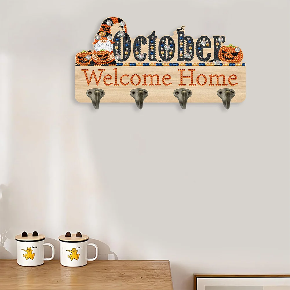 DIY Wooden Calendar October DIY Diamond Art Craft Wall Hooks for Beginners Adults