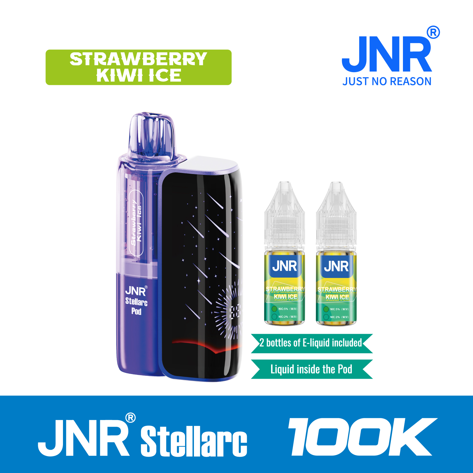 Strawberry Kiwilce | JNR Stellarc 100K Puffs Kit - Refillable & Replaceable Pod Vape Best Vape