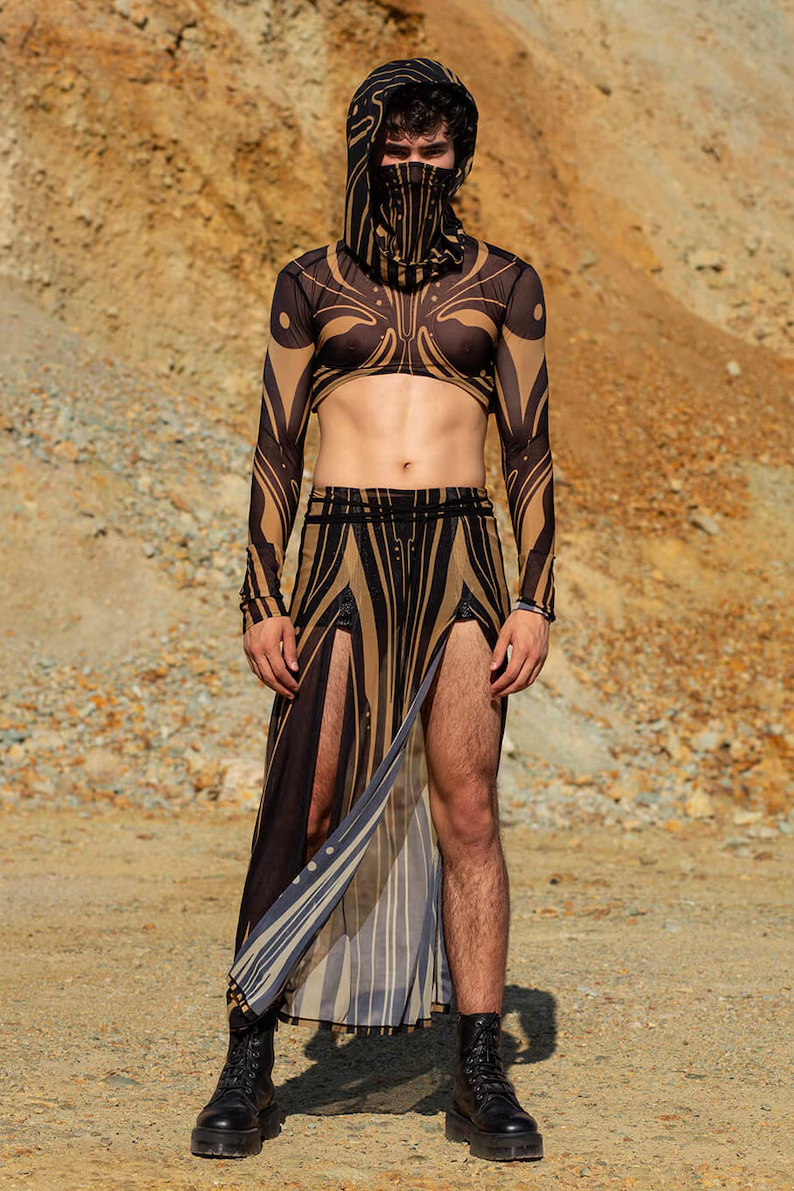 Men's Festival Carnival Wasteland Style Short Top Slit Suit