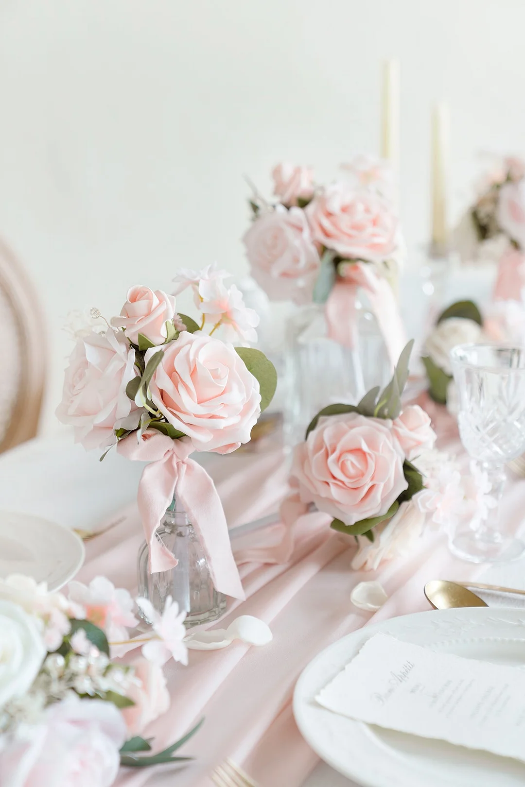 Mini Bouquet Centerpiece Set in Blush & Cream