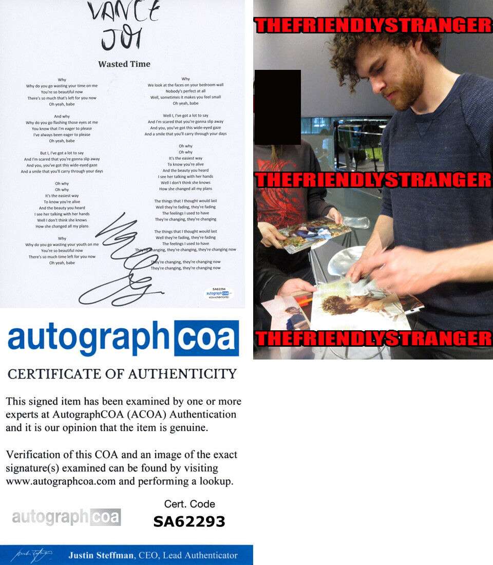 VANCE JOY signed Autographed WASTED TIME