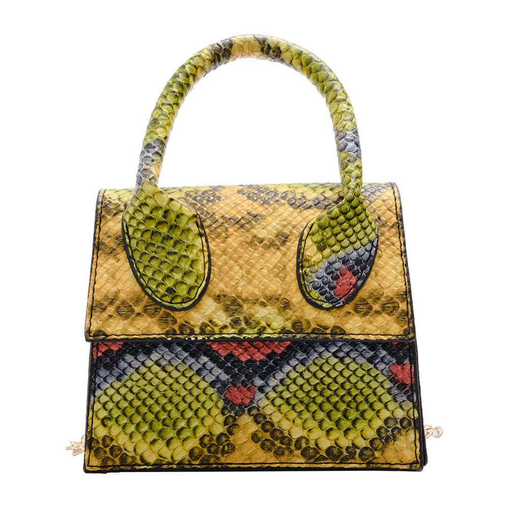 

Retro Serpentine Women Shoulder Bags PU Chain Mini Totes Crossbody Handbags, Black, 501 Original