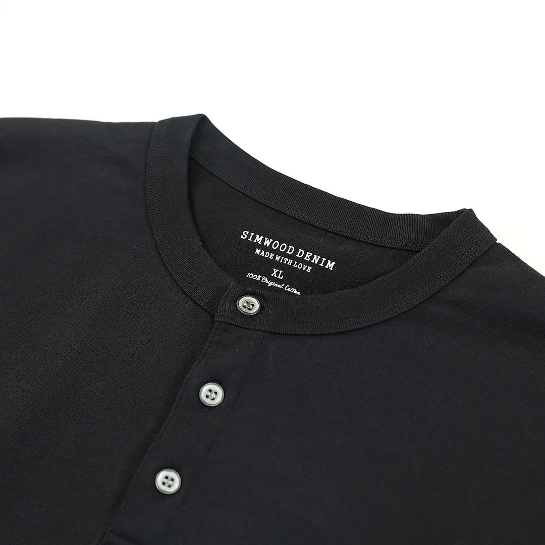 SIMWOOD 2021 Autumn New 100% Cotton Long Sleeve Henley T-Shirt Comfortable Slim Fit Tshirt High Quality Basic Tops SJ131088
