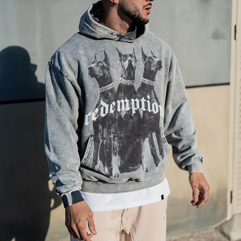 "Doberman Redemption" Men's Print Loose Hoodie