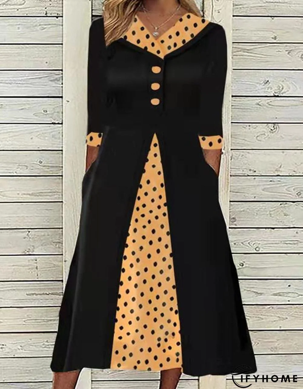 Women's Polka Dot Casual Midi Dress | IFYHOME