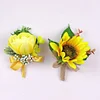 10PCS Sunflower Peony Wedding Catering Bridal Groom Guests Corsage Boutonniere Wrist Artificial Flower Bouquets