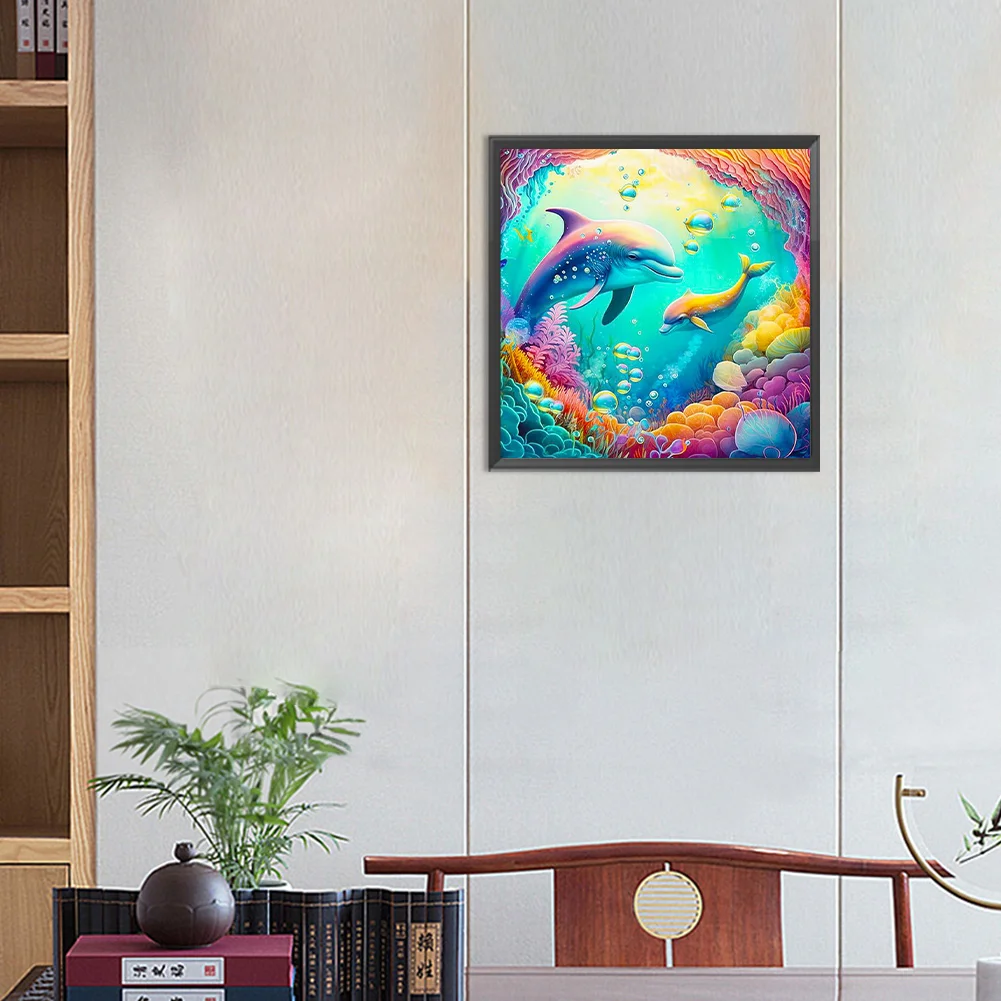 Diamond Painting - Full Round Drill - Dolphin(Canvas|30*30cm)