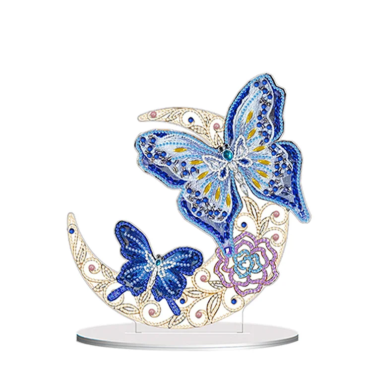Double Side Special Shaped Moon Butterfly Desktop Diamond Painting Art Kits gbfke